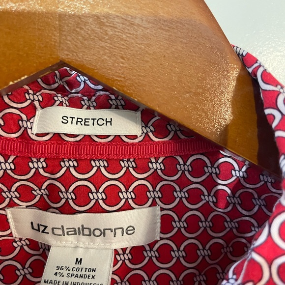 Short Sleeve Red and White Button Down Shirt - Picture 3 of 3